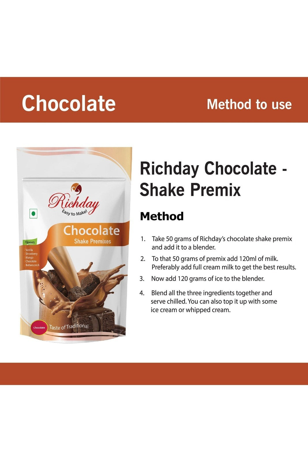 Chocolate shake Premix