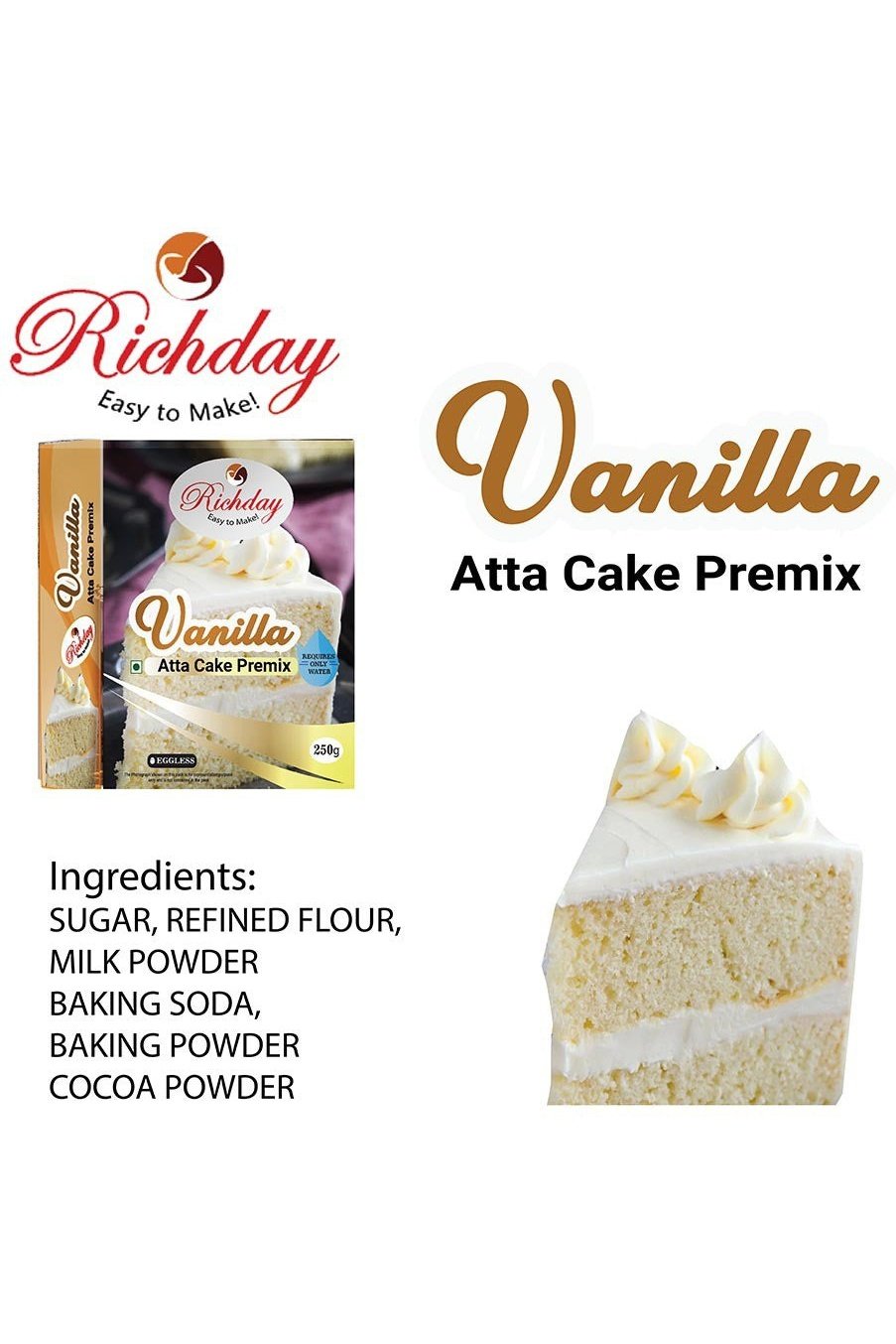 Eggless Vanilla Atta Cake Premix